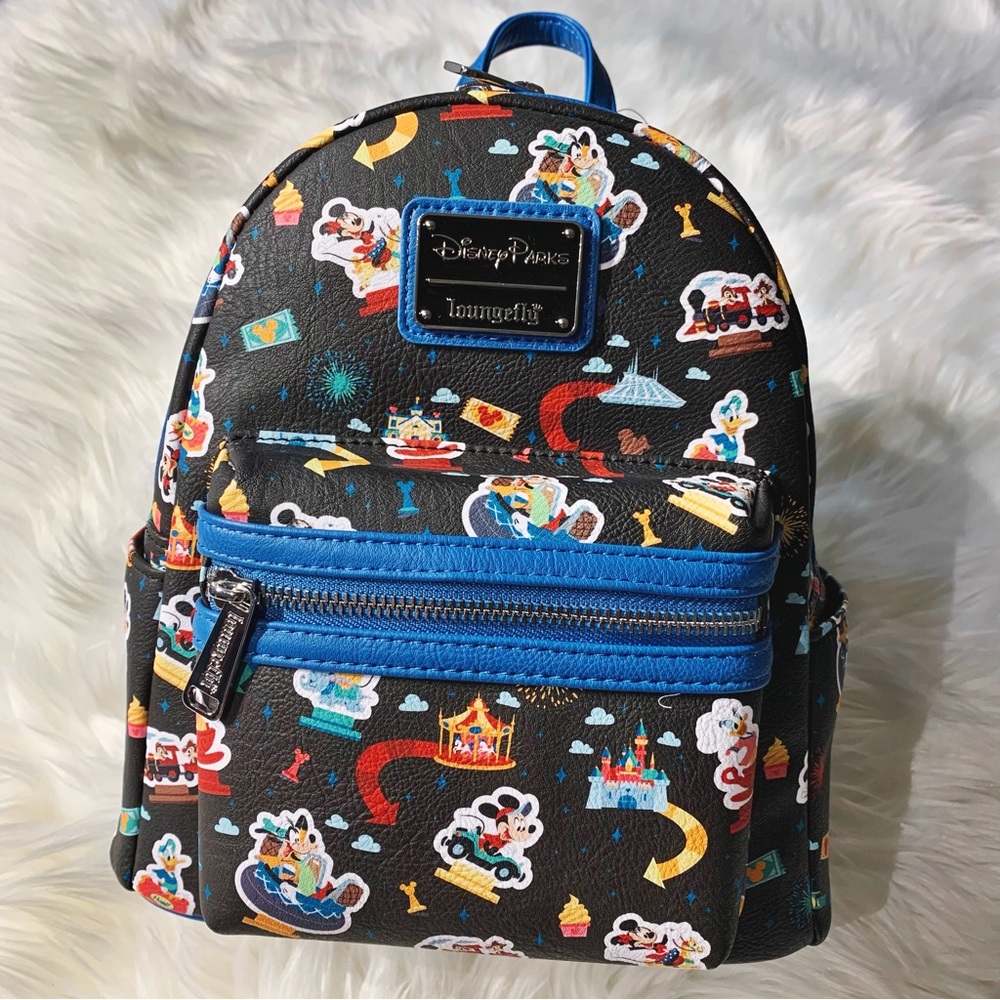 Loungefly Disney Parks Disneyland Ride Icon Play in the Park Backpack NWT